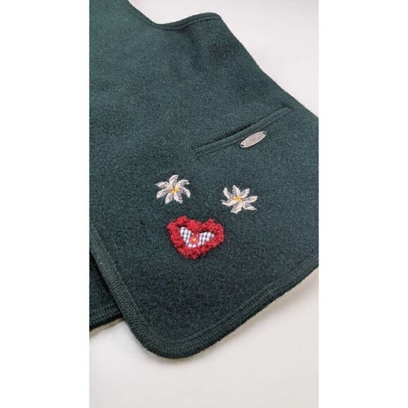 Giesswein Wool One Button Green Vest 38 Vtg 80s - Picture 4 of 8